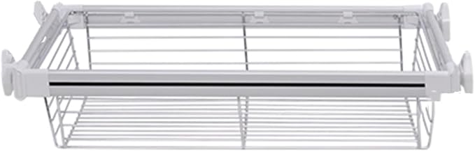 Telescopic Pull-Out Cabinet Storage Basket, Stackable Detachable Organizer for Kitchen, Office, Wardrobes & Cupboards - Space-Saving Solution (White, 664x460x170mm)