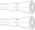 2 Pack White Tension Rods, 33"-59" Adjustable Shower Curtain Rods, Heavy Duty No Drilling Rod, 11lbs Max Load, 1.2" End Cap, 19/22mm Tube, Metal, for Bathroom, Window, Bedroom, Doorway, Closet