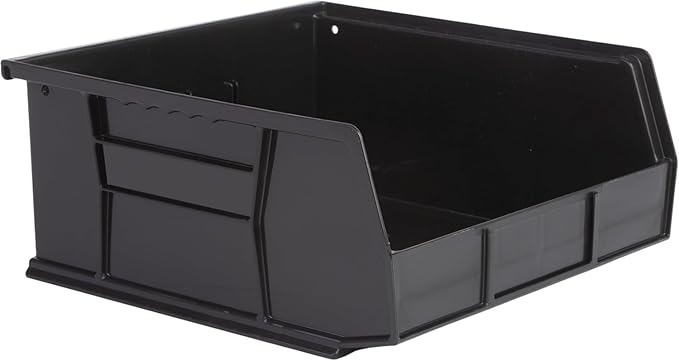Hudson Exchange 11" x 11" x 5" (3 Pack) Plastic Stackable Storage Bin and Hanging Container, Black