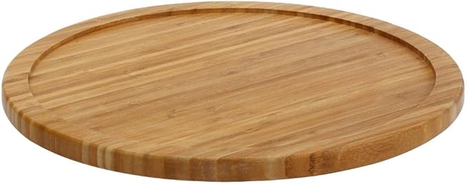 YBM Home Bamboo Wooden Non-Skid Lazy Susan Turntable Fully Rotating Pantry Cabinet
