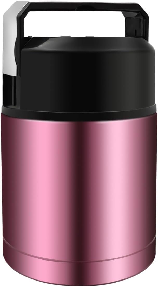 28oz Soup Thermos, Stainless Steel Thermos for Hot Food, Wide Mouth Food Thermos Jar, Insulated Lunch Container Leak Proof Vacuum Thermal Flask(rosered)