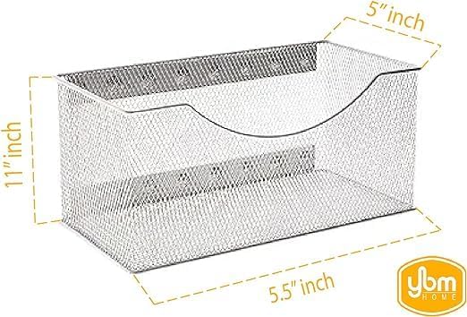 Ybmhome Wire Mesh Magnetic Storage Basket, Trash Caddy, Container, Desk Tray, Office Supply Organizer Silver for Refrigerator/Microwave Oven or Magnetic Surface in Kitchen or Office (1, Large)