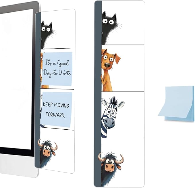 Gifts for Animal Lovers Computer Monitor Memo Board, Sticky Note Holder, Monitor Side Note Board, Acrylic Desk Organizer with 100Pcs Notes for Office Worker Men Women, Home Desktop and Office Desk