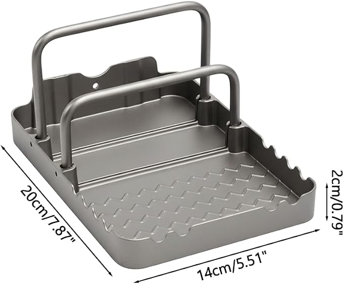 MiOYOOW Pot Lid Holder, Chopping Board Rack with Spoon Rest Non-Slip Pan Organiser for Baking Tray Cookware Kitchen Barbecue
