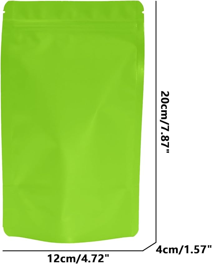 100PCS Smell Proof Resealable Pouch Bags,ULIFESTAR Aluminum Foil Flat Food Storage Bag,Sealable Pcsaging Zipper Pouches with Tear Notches for Pcsaging Lipgloss,Jewelry,etc(10*15cm/3.94*5.91",Green)