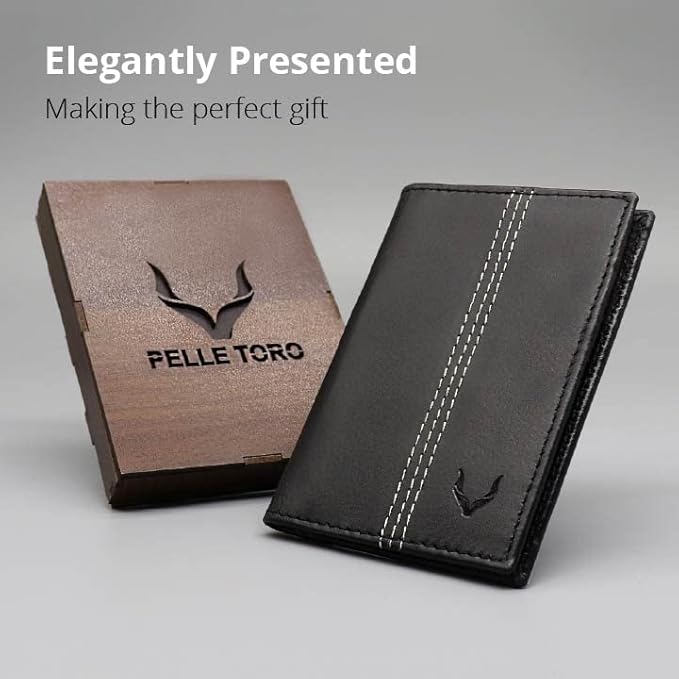 Minifold Men's Slim Leather Wallet with RFID Blocking Contactless Handmade, Minimalist and Slim, in Gift Box for Men