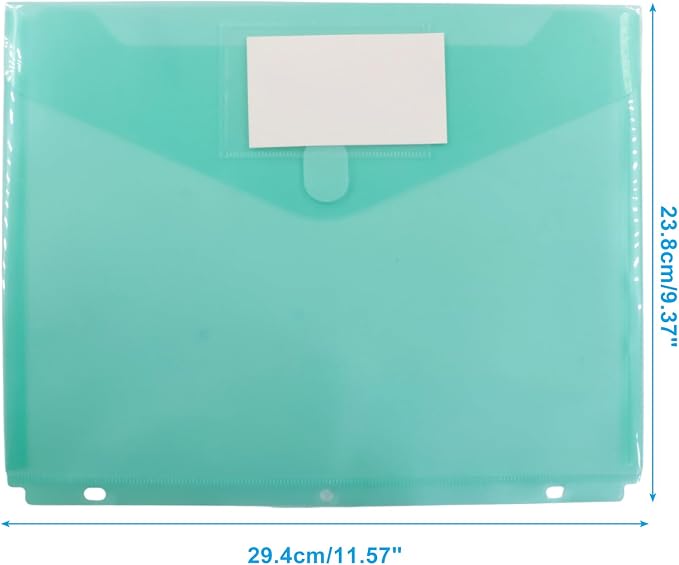 10 Pcs Plastic Envelopes A4 Letter Size | Plastic File Folders, Document Organizer with Label Pocket, 3 Ring Binder Pocket, Waterproof, For School Office Home Supplies