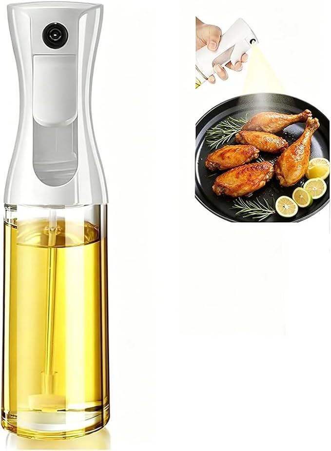 Olive Oil Sprayer for Cooking, 220ml Glass Oil Dispenser for Kitchen Gadgets, Food Grade Premium Clear Spray Bottle for Salad, Frying, BBQ