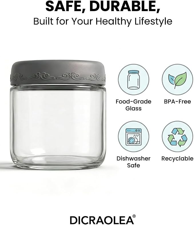 10oz 8Pack Glass Overnight Oats Jars Containers with Airtight Leakproof Lids, Reusable Mason Jars for Meal Prep, Yogurt Parfaits, Smoothies, Salads & Healthy Breakfasts(10oz-8Pack)