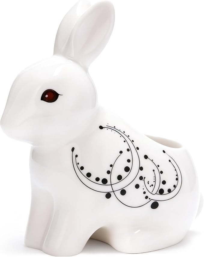 Ceramic Rabbit Shaped Pen Pencil Holder for Desk Decoration Accessories Rabbit Decor Makeup Brush Pen Cups Office School Ideal Gifts for Women, Mom or Birthdays