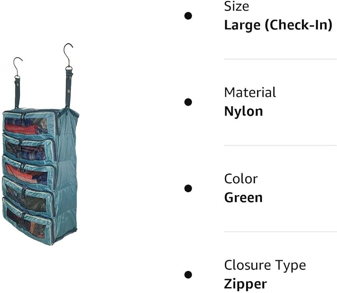 Pack Gear Hanging Suitcase Organizer - Our Large Hanging Luggage Organizer Fits Any Suitcase - Our Packing Cubes For Travel Uses Mesh Windows to Make it Easy to Find your Clothes (Green, L)