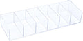 MEI YI TIAN Clear PS Stationery Organizer Small Pen Holder Detachable Storage Boxes 6 Compartments Case Compact Makeup Organizer for Desk Drawer
