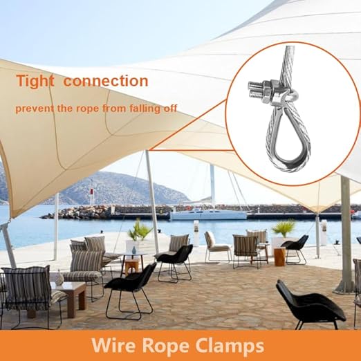 12 Pcs M5 Cable Clamps,Wire Rope Clamp,6 Pcs 3/16" Thimble | Stainless Steel Smooth Rods for Industry, Metal Working Hobbies and DIY Craft