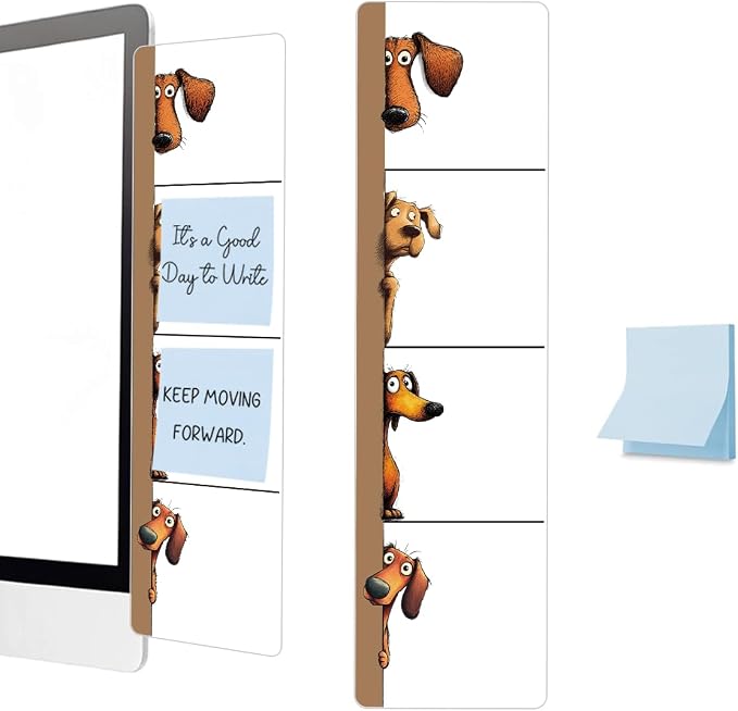 Dachshund Computer Monitor Memo Board, Sticky Note Holder, Monitor Side Note Board, Acrylic Desk Organizer with 100Pcs Notes for Office Worker Men Women, Home Desktop and Office Desk