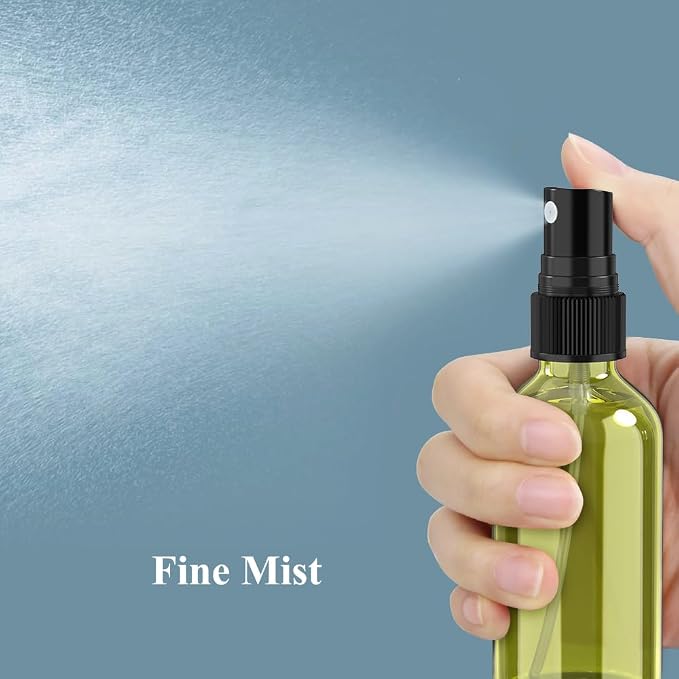 Wedama Spray Bottle, 4 oz Fine Mist Glass Spray Bottles, Little Refillable Liquid Containers for Watering Flowers Cleaning (16 Pack Olive Green)