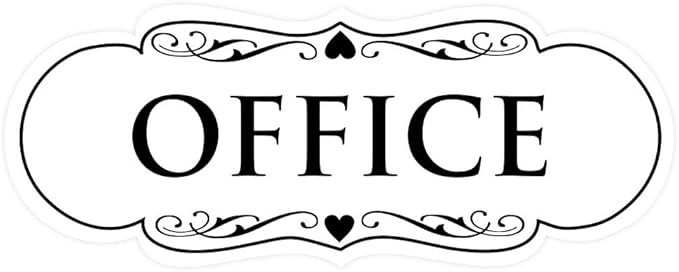 All Quality Designer Office Sign | Easy Installation - White - Medium (1 Pack)