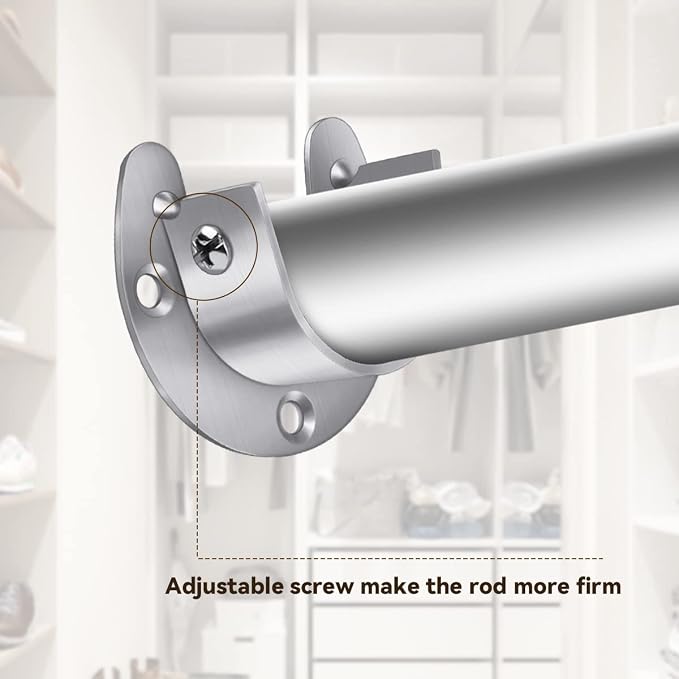 4 Packs Stainless Steel Wardrobe Bracket U-Shaped Rod Socket Flange 1-1/4" Diameter Heavy Duty Closet Rod Brackets End Supports for Closet Rod with Screws (Silver)
