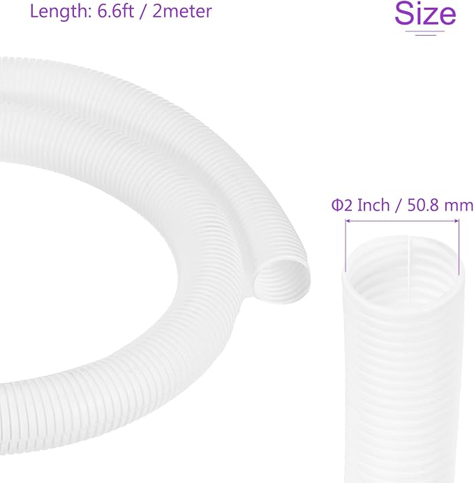 DMiotech 6.6ft Wire Loom Split Tubing 2 Inch(50.8 Mm) ID, Cord Protectors from Pet Flexible Conduit Cable Management for Office, Home, Garden, White
