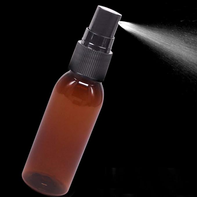 1 oz 24 Pack Amber Plastic Spray Bottles for Essential Oil, Perfume | Travel Bottles With Fine Mist Sprayer, Funnel, Chalk Labels for Aromatherapy, Alcohol