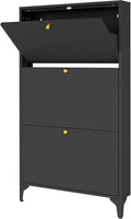 Shoe Cabinet with 3 Flip Drawers-Metal Narrow Shoe Rack for Entryway,Hallway,Living Room-Hidden Metal Shoe Cabinet-Freestanding Shoe (3 Door, Black)