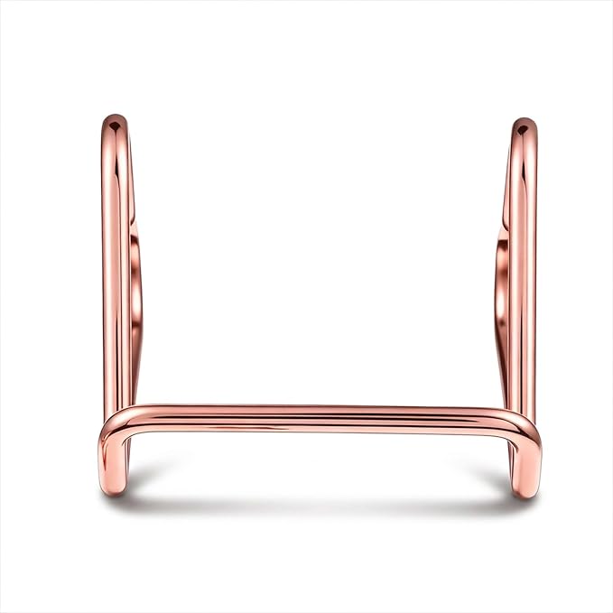 Business Card Holder for Desk Heart Shaped Card Display Stand | Cute Metal Business Cards Holder Vertical Desktop Name Card Organizer Small Phone Stand for Office, Wedding, Rose Gold