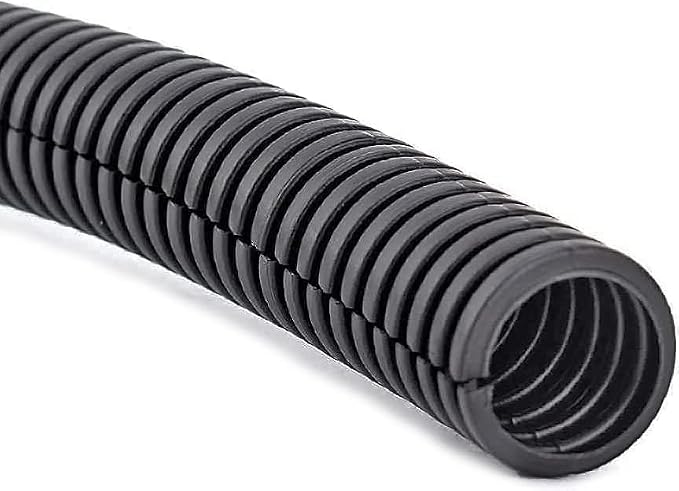 Electriduct 2" Wire Loom Polypropylene Slit Corrugated Flexible Conduit Split Cable Sleeve - 25 Feet (Black)