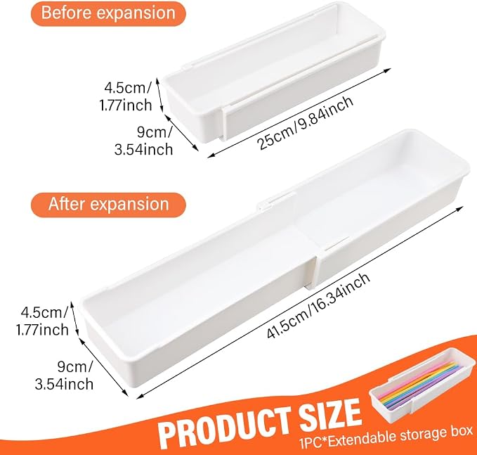Expandable Straw Organizer – Drawer Insert for Extra Long Straws, Fits Long Straws