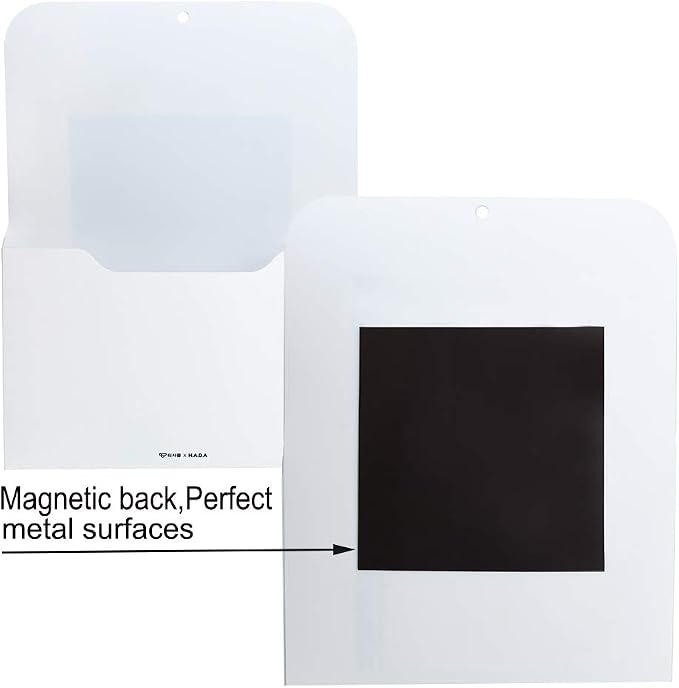 Marbrasse 2 Pack Magnetic File Holder - Paper Holder, Pocket Organizer,Hanging Wall File Organizer Office Supplies Storage, Magazine Mail Organizer Case for Notebooks,Planners,Letter (2 Pack)