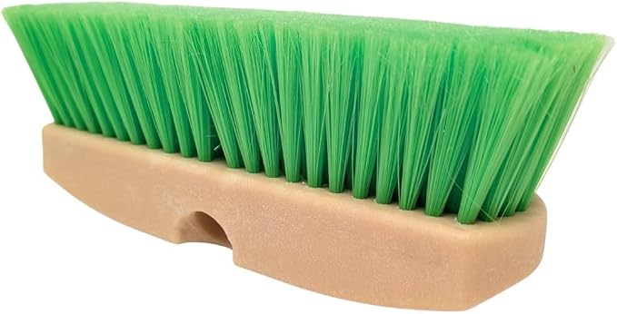 Teravan Green Flow Through Essential Flagged-End Brush Head, 10-Inch | Extra Soft Bristle Brush for Gentle Car Wash, RV, Boat, Window & Floor Cleaning, Compatible with Pole Handle