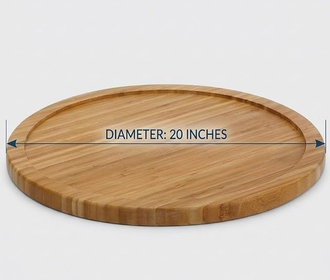 YBM Home Bamboo Wooden Non-Skid Lazy Susan Turntable Fully Rotating Pantry Cabinet