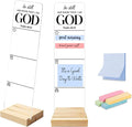 Sticky Note Holder, Monitor Memo Board, Sticky Note Board for Desk, Acrylic Desk Buddy with Wooden Base, Includes 200 Notes, Religious “Be Still and Know that I Am God Psalm 46:10”