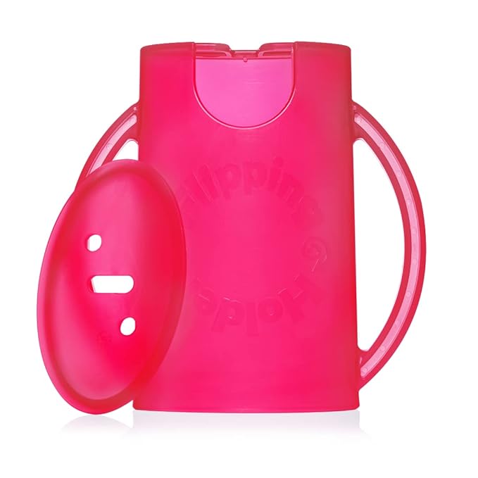 Flipping Holder Squeeze Proof Food Pouch Holder for Toddlers, Babies, Kids, Mess Free No Squeeze Juice Box Drink and Applesauce Snack Holder with Easy Grip Handles and Lid