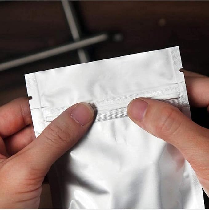 100 Pack Mylar Bags for Food Storage 5.5 x 7.9 Inch Smell Proof Bags Resealable Aluminum Foil Packaging Pouch Bag Silver
