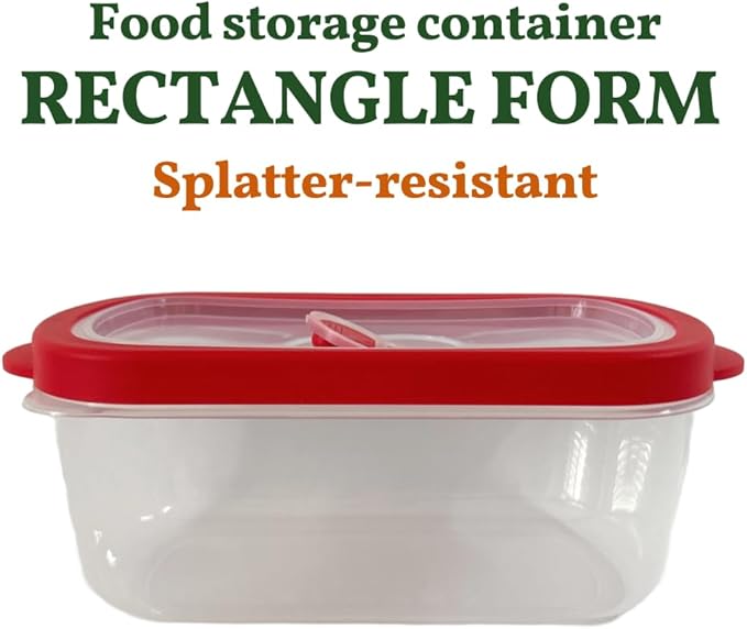 10-Piece Rectangle Food Storage Containers with Vented Lids, Airtight and BPA Free, Stackable, Microwave, Freezer, and Dishwasher Safe (RED)