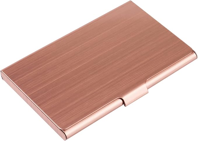 Business Card Holder, Slim Business Card Case for Men & Women, Pocket Metal Card Case, Professional Stainless Steel Business Card Holders, Purse Name Card Holder, Buckle Style Shut, Rose Gold