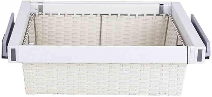 Pull Out Cabinet Storage Basket,Wardrobe Storage Organiser,Easy Pull Out Drawer Dividers for Closet,Stackable Detachable,for Kitchen Office Wardrobes Cupboard Storage(White,545mm x 446mm x 192mm)