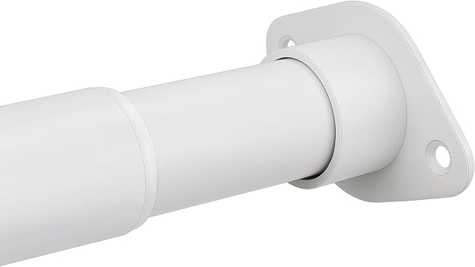 Closet Rod for Hanging Clothes Upgraded Extra Strong, 52 to 64 Inches Adjustable Heavy Duty Closet Rod, White
