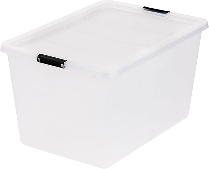 IRIS USA 4-Pack High-Capacity Clip Box with Latching Lids, 55 Quart Storage Bins, Supply Containers for Home, Office & Classroom Organization