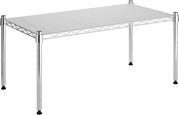 Whitmor 1 Tier Supreme Stacking Shelving Unit, Wire Metal Home Storage Organizer, 30" L x 14" W x 15" H, Chrome w/Liner
