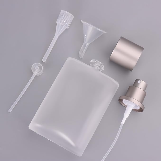 Frosted Glass Perfume Bottles Empty Refillable, 50ml /1.7oz Atomizer Sprayer, Cologne Bottles Empty with Perfume Dispenser