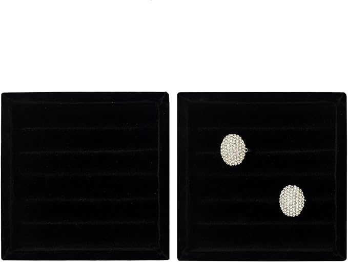SCIKHETF Velvet Ring Earrings Studs organizer Tray Small Ring Insert Display Tray 5 Slots Stackable (Black)