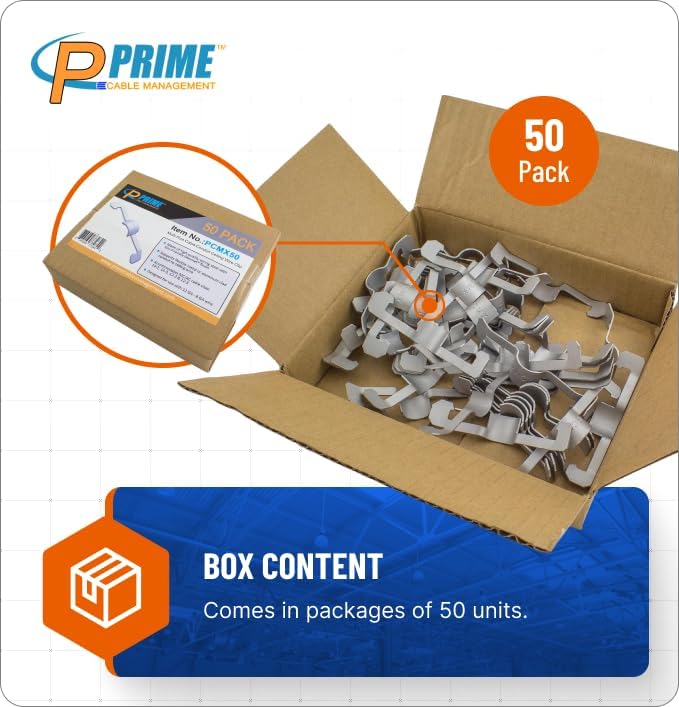 Conduit Cable Support Clip to Ceiling Wire, Threaded Rod & Flanges. Heavy Duty Spring Steel Clip 50 Pack