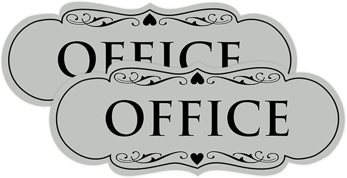 All Quality Designer Office Sign | Easy Installation - Lt Gray - Large (2 Pack)