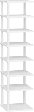 HOOBRO Vertical Shoe Rack, 8-Tier Narrow Shoe Shelf, Shoe Storage Organizer for Small Space, 11" L x 11" W x 53" H, Closet, Entryway, Hallway, Bedroom, White WW22XJ01