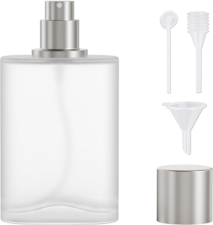 Frosted Glass Perfume Bottles Empty Refillable, 50ml /1.7oz Atomizer Sprayer, Cologne Bottles Empty with Perfume Dispenser