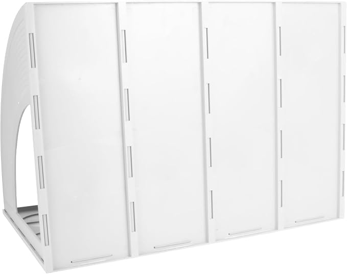 SAYEEC Sturdy Maganize Holder Desktop File Holder Organizer Plastic 4 Section Frames File Dividers Document Cabinet Rack Display Storage Organizer Box (Light Grey)