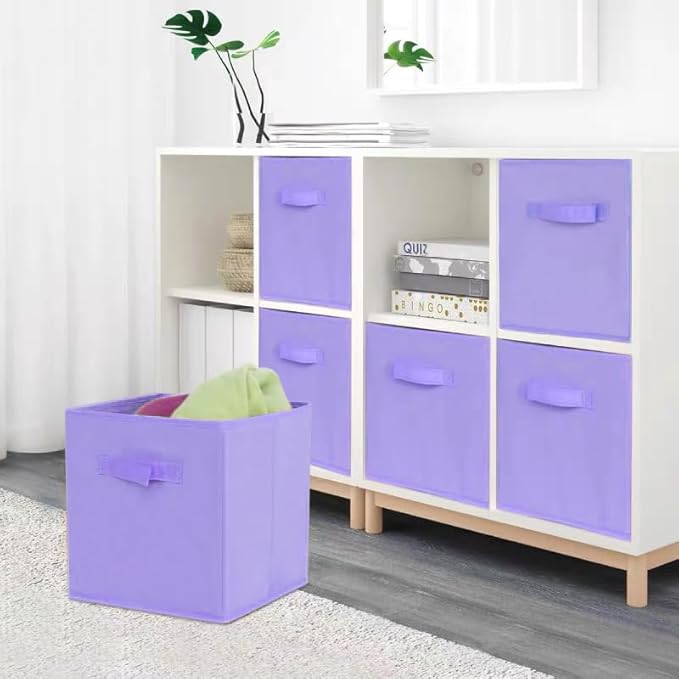 EBIGIC Purple Cube Storage Bins 9.0"x7.5"x7.5" Mini Size Fabirc Foldable Closet Toy Organizer Collapsible Cloth