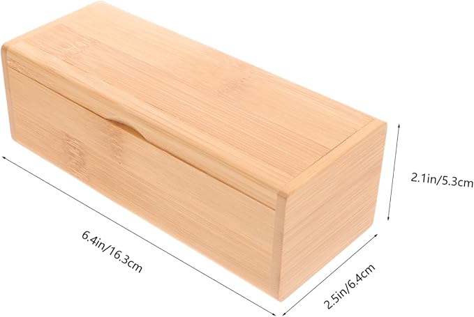 SEWACC Bamboo Storage Box - Light Brown Decorative Keepsake Box with Flip Lid for Jewelry Trinkets and Small Items - Compact Organizer