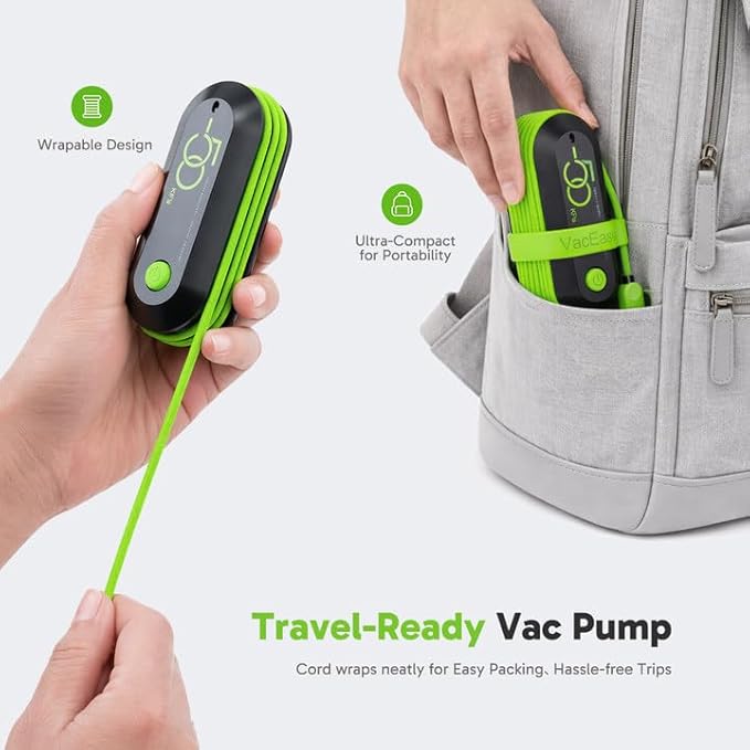 Vacbird Travel Vacuum Bags with USB Electric Pump, 18 Pack Vacuum Bags for Travel, Compression Vacuum Packing Bags for Luggage & Suitcase, Space Saving Travel Bags for Clothes and Clothing,Carry-On