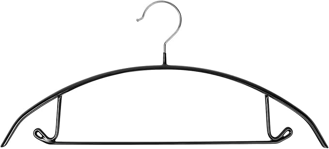 Premium PVC Sweater Hangers 10 Pack Heavy Duty- Non Slip No Shoulder Bump Suit Hanger -Chrome Hooks,Space Saving Clothes Rounded Shape for Coat,Jackets,Pants,Golf T Shirts (10, Silver/Black)